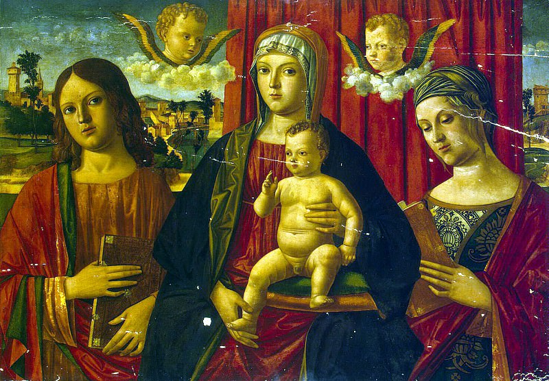 Мансуети, Джованни ди Никколо - Мадонна с младенцем, св. Иоанном Евангелистом и неизвестной святой. Эрмитаж ~ часть 8