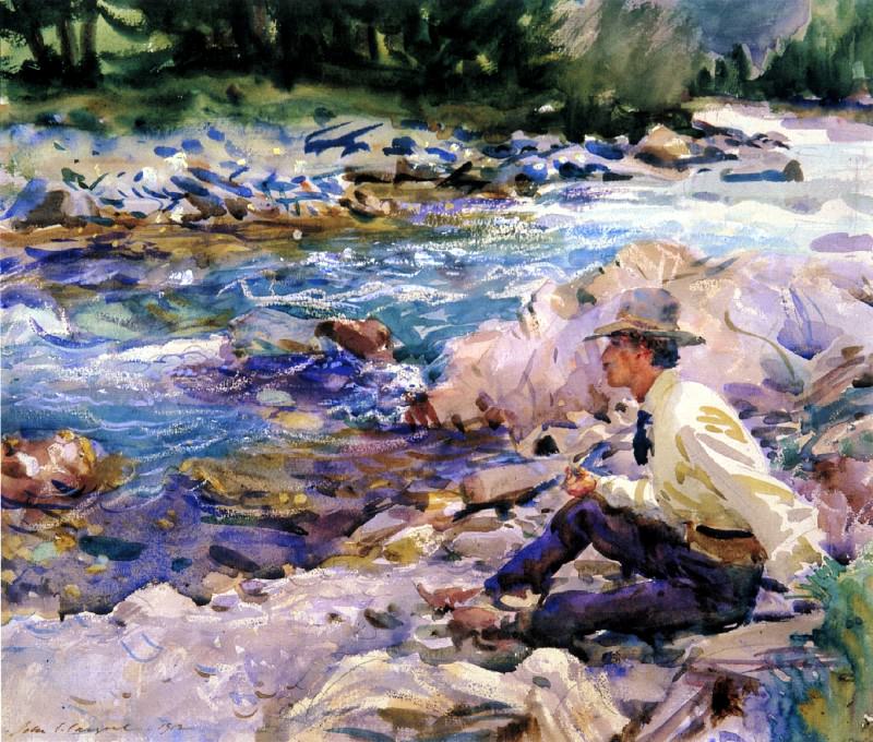 Man Seated by a Stream. John Singer Sargent