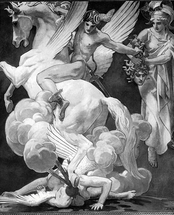 Perseus on Pegasus Slaying Medusa. John Singer Sargent