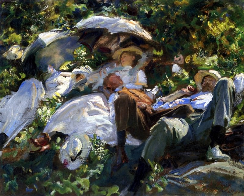 Group with Parasols (also known as A Siesta). John Singer Sargent