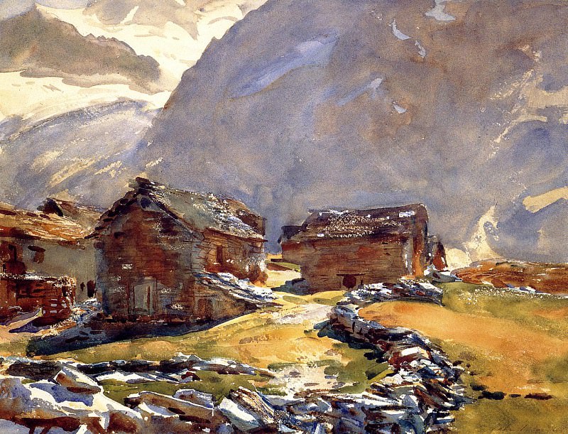 Simplon Pass. Chalets. John Singer Sargent