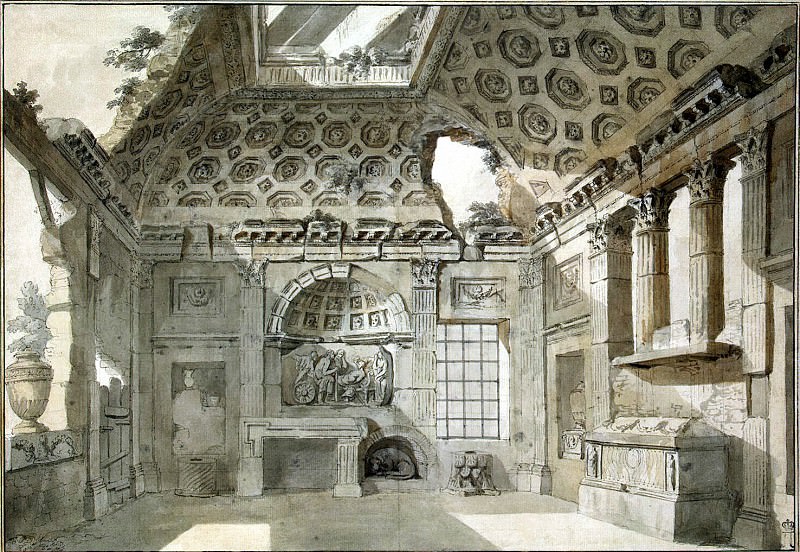 Klerisso, Charles-Louis - Sketch for painting the west side of the room-ruins. Hermitage ~ part 06
