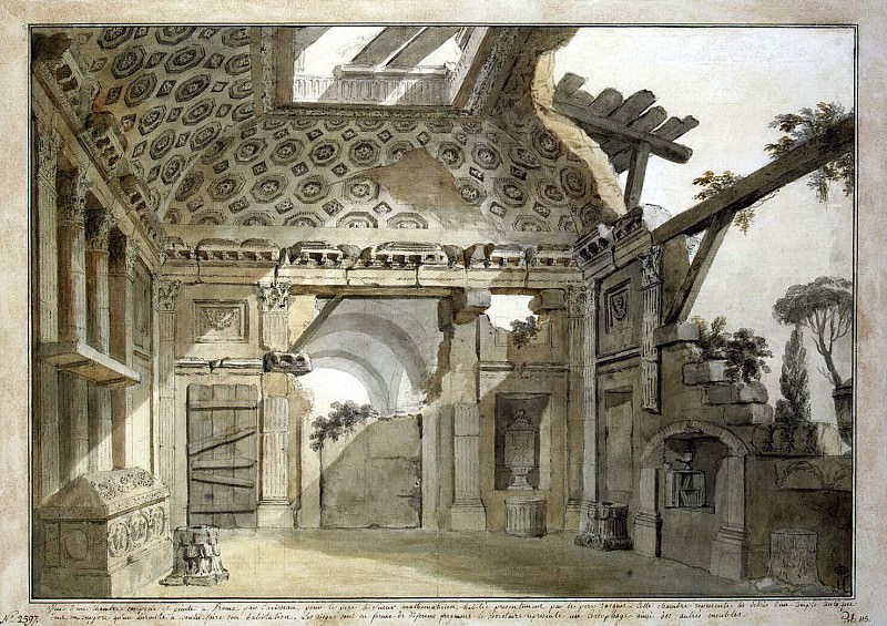 Klerisso, Charles-Louis - Sketch for painting the east wall of room-ruins. Hermitage ~ part 06
