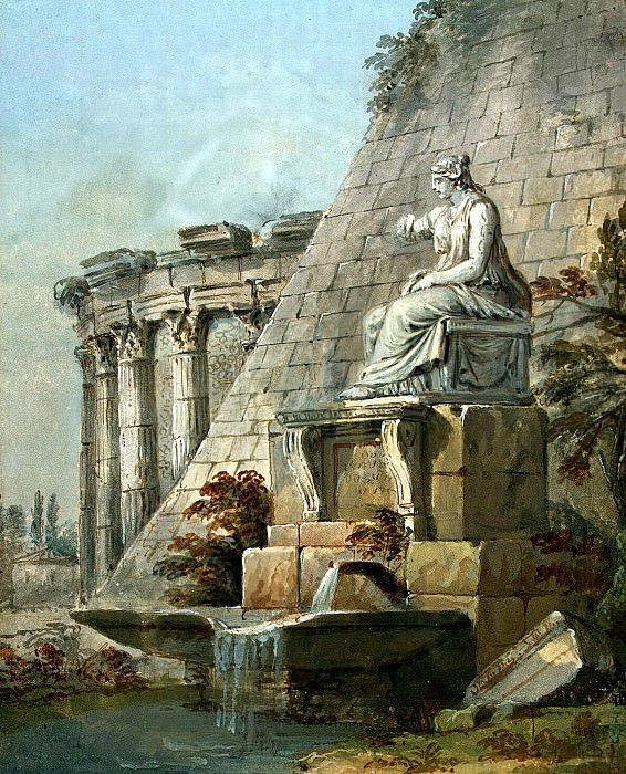 Klerisso, Charles-Louis - Architectural Fantasy with the statue of Terpsichore. Hermitage ~ part 06