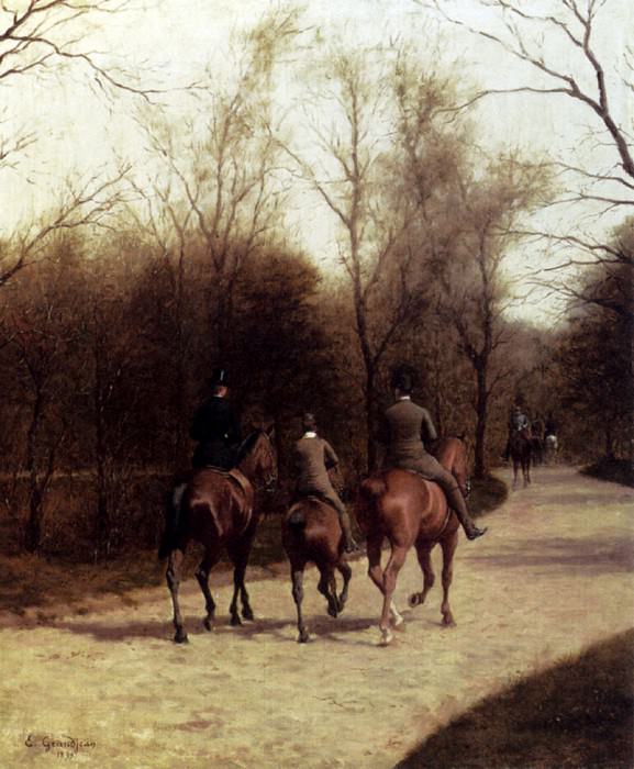 Grandjean Edmond Georges An Afternoon Ride Bois De Boulogne. The Italian artists
