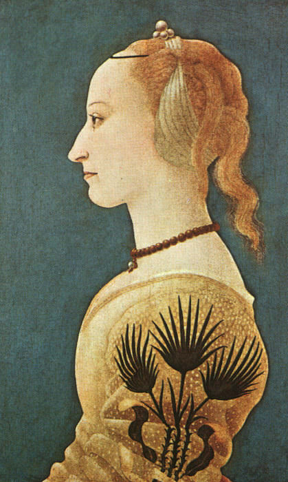 BALDOVINETTI Alessio Portrait Of A lady In Yellow. The Italian artists