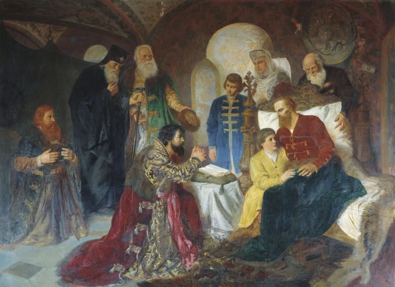 Patient Prince Dmitry Pozharsky accept Moscows ambassadors. 1882 Omsk. Wilhelm Kotarbiński