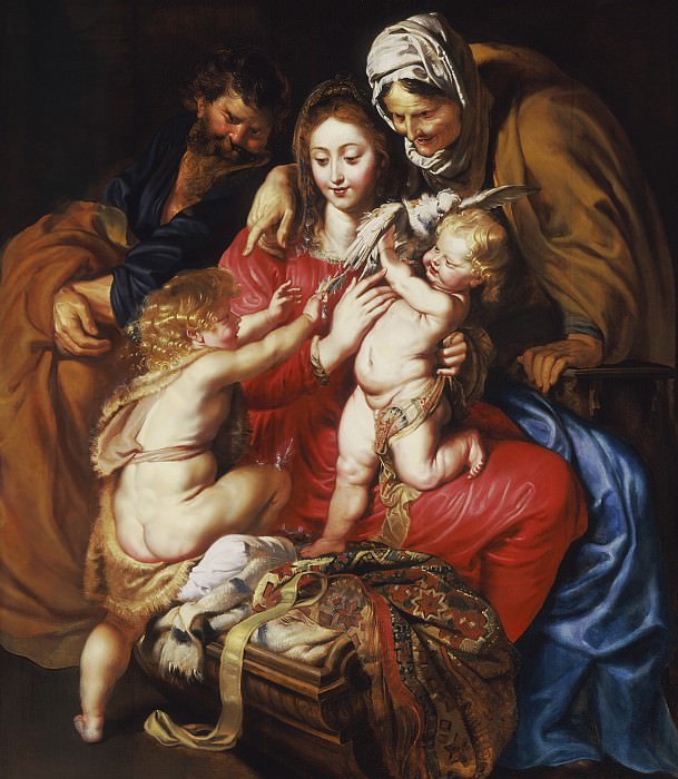 Святое Семейство со святой Елизаветой, маленьким Иоанном Крестителем и голубем. Питер Пауль Рубенс