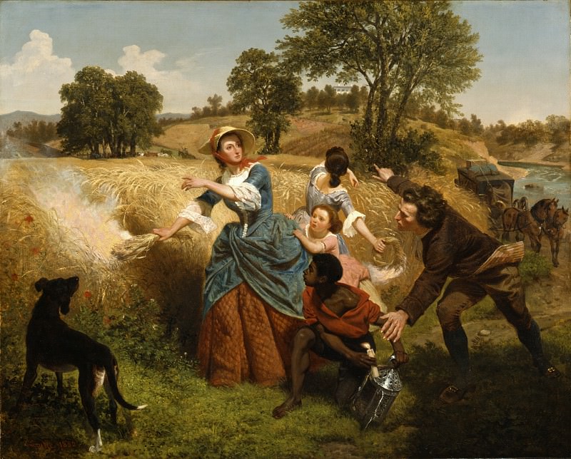 Готлиб Лёйце - Госпожа Шейлер, сжигающая свои поля пшеницы при приближении англичан. Окружной художественный музей (LACMA) ~ Лос-Анджелес