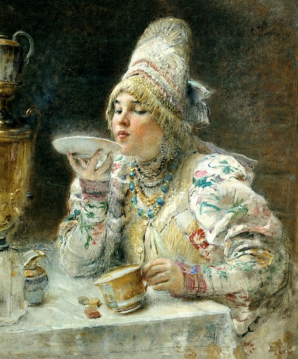 MAKOVSKY Constantine – Drinking Tea, 900 Classic russian paintings
