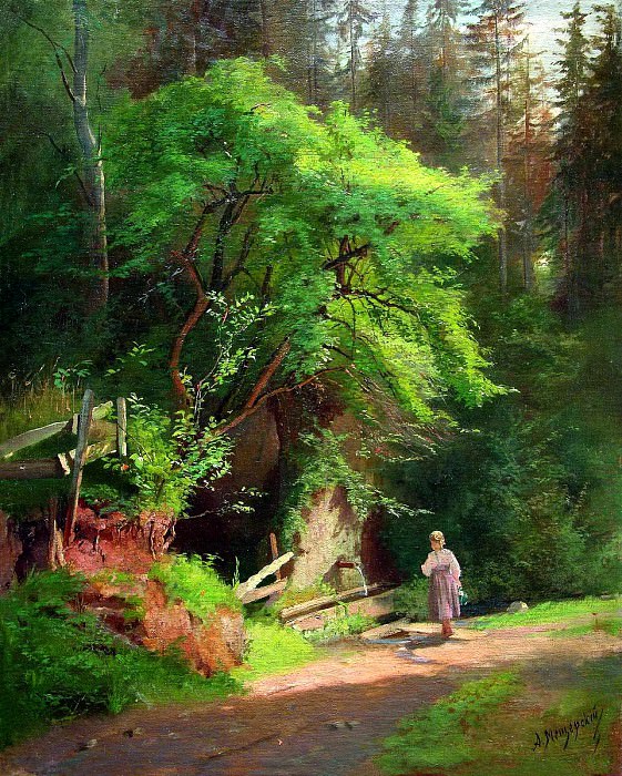 Meshchersky Arseny - at the spring. 900 Classic russian paintings