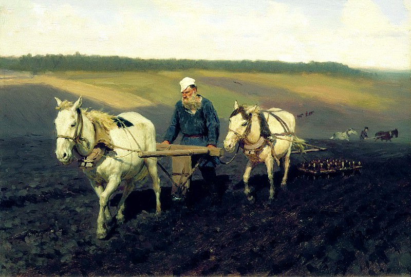 Ilya Repin - Portrait (LN Tolstoy on arable land). 900 Classic russian paintings