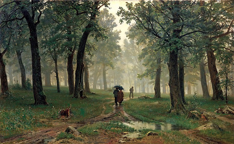 Shishkin Ivan - Rain in the oak forest. 900 Classic russian paintings