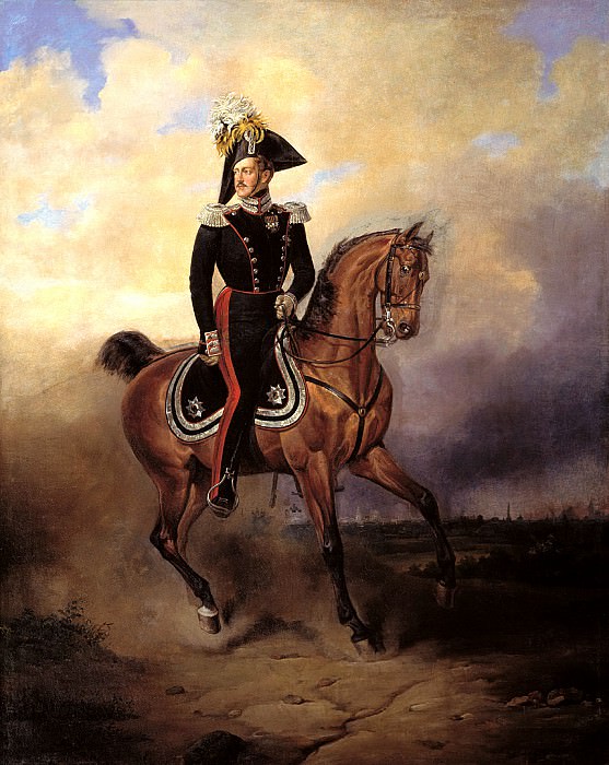 Timm, Vasily - Portrait of Emperor Nicholas I on horseback. 900 Classic russian paintings