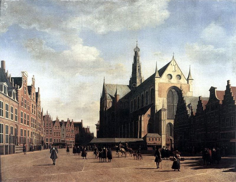 BERCKHEYDE Gerrit Adriaensz The Market Square At Haarlem With The St Bavo. Dutch painters