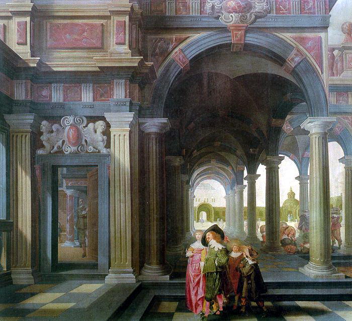 Palace Courtyard with Figures WGA. Dutch painters