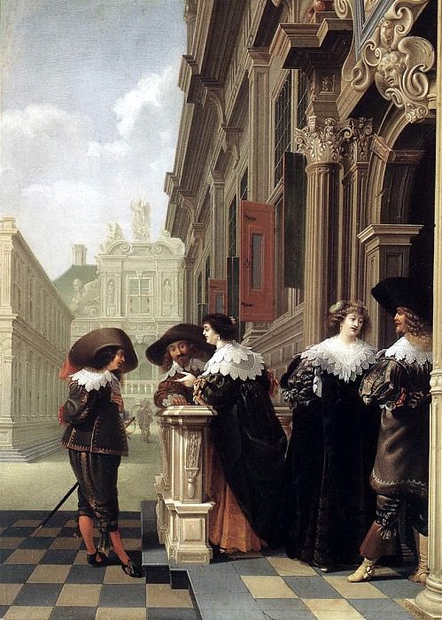 Дирк ван ДЕЛЕН - Разговор снаружи замка. Голландские художники