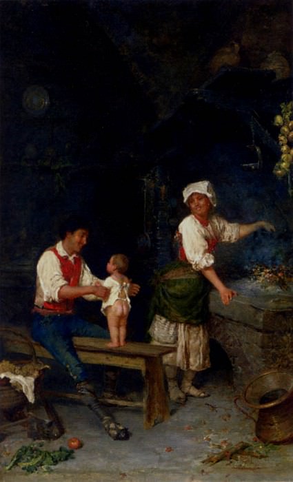 Bergamini Francesco Family Time In The Kitchen. Dutch painters