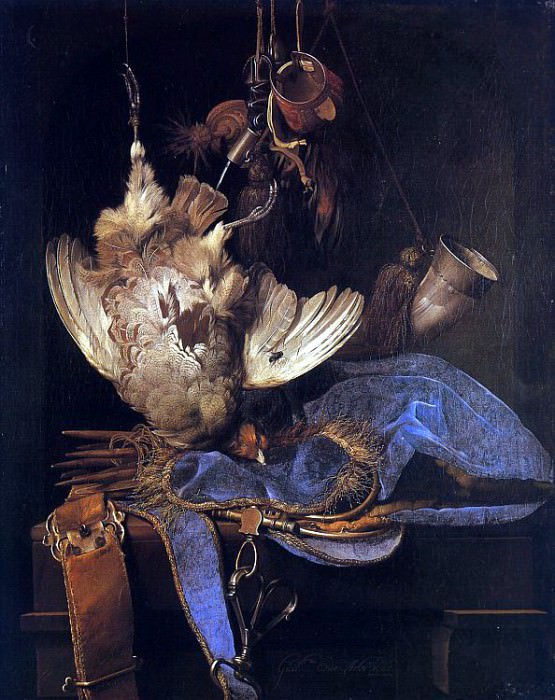 Виллем ван Алст - Натюрморт с охотничьим снаряжением и убитыми птицами. Голландские художники