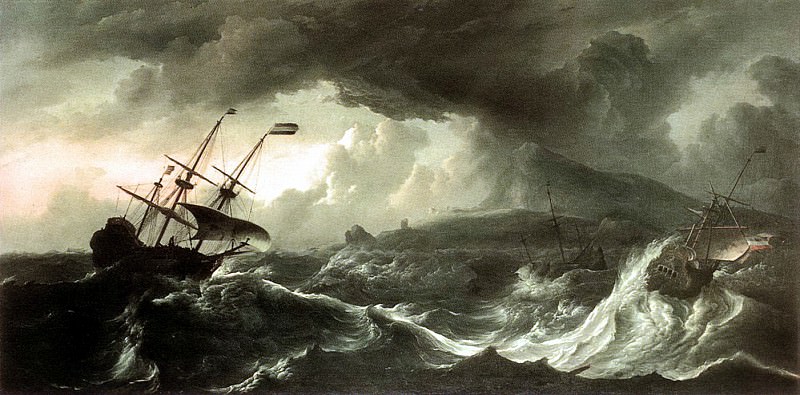 BACKHUYSEN Ludolf Ships Running Aground In A Storm. Dutch painters