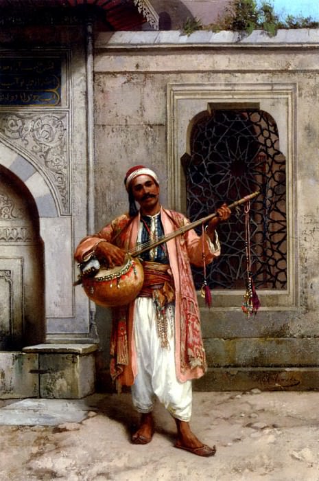 Chlebowski Stanislaus Von A Musician Playing Before A Mosque In Constantinople, Polish artists