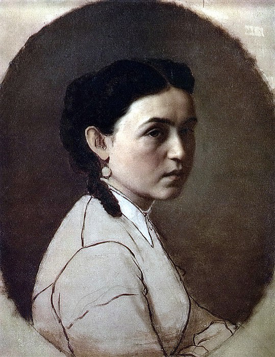 Portrait EE feather. Ok. 1860 H., M. 57h46 Minsk. Vasily Perov