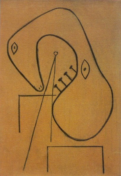 1927 TИte sur fond rouge. Пабло Пикассо (1881-1973) Период: 1919-1930