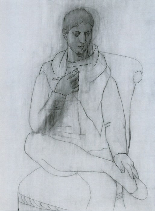 1923 Lhomme Е la pipe. Pablo Picasso (1881-1973) Period of creation: 1919-1930 (Jeune homme assis Е la pipe)