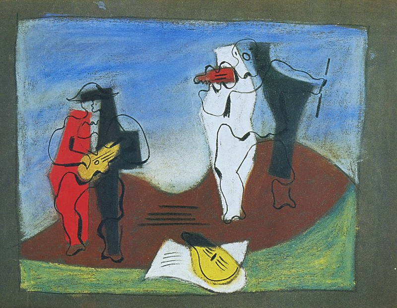 1924 Projet pour le rideau - Arlequin et Pierrot. Пабло Пикассо (1881-1973) Период: 1919-1930