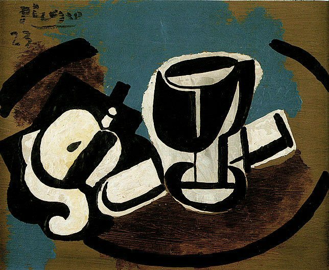 1923 Pomme ВpluchВe, verre et couteau. Пабло Пикассо (1881-1973) Период: 1919-1930
