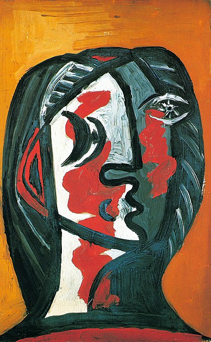 1926 TИte de femme en gris et rouge sur fond ocre. Пабло Пикассо (1881-1973) Период: 1919-1930