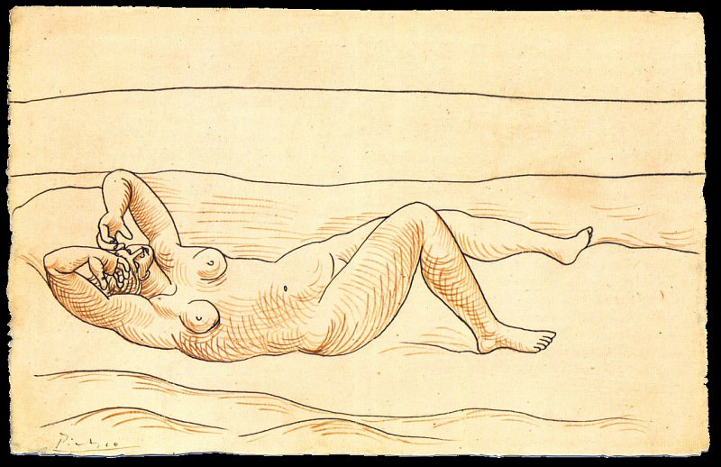 1920 Femme couchВe au bord de mer. Pablo Picasso (1881-1973) Period of creation: 1919-1930