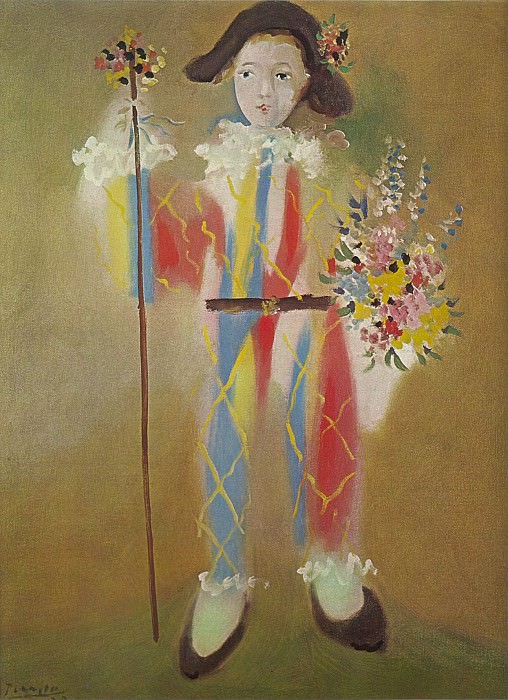1923 Paul en arlequin avec des fleurs. Пабло Пикассо (1881-1973) Период: 1919-1930