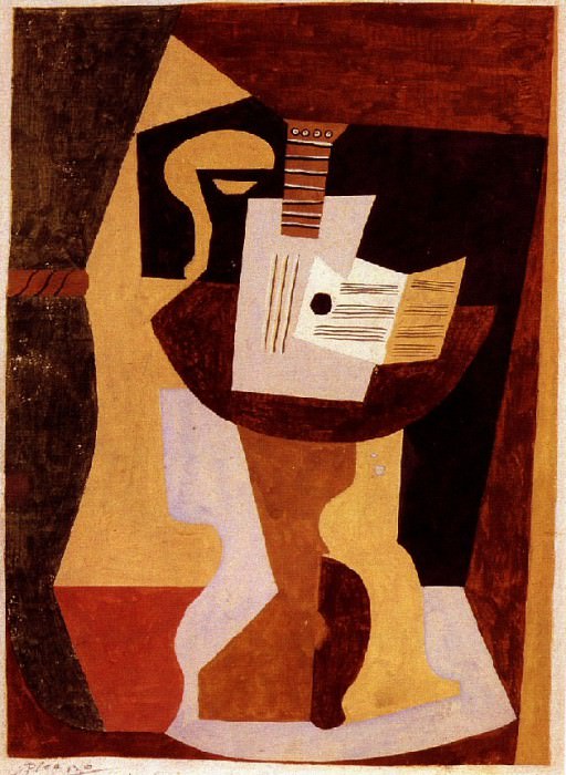 1920 Guitare et partition sur un guВridon. Pablo Picasso (1881-1973) Period of creation: 1919-1930