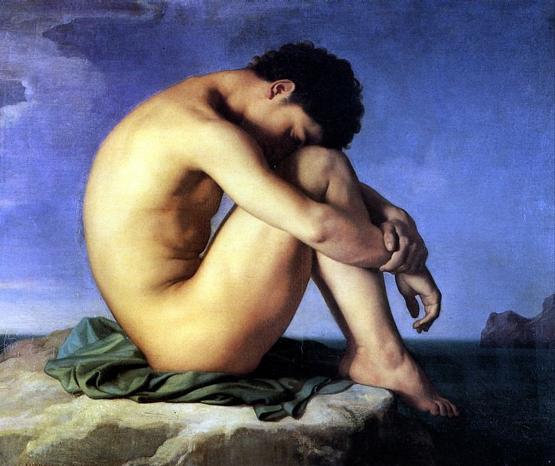 FLANDRIN EPPOLITE - A young man near the sea. Etude. Louvre (Paris)