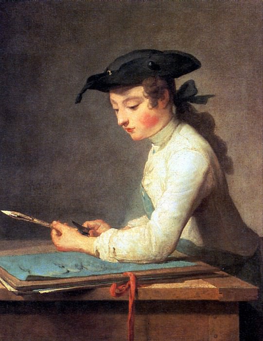 CHARDIN JEAN BAPTISTE SIMEON - Young draftsman. Louvre (Paris)