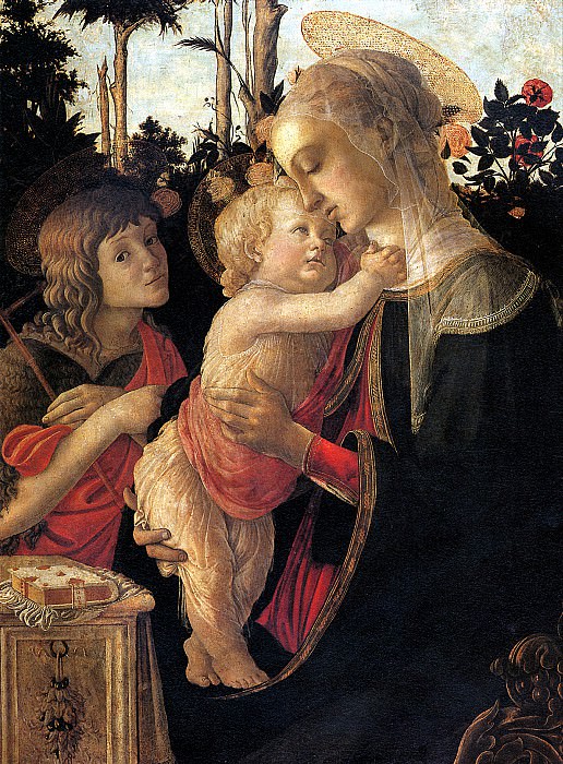 БОТТИЧЕЛЛИ - Мадонна с младенцем и со св. Иоанном Крестителем. Лувр (Париж)