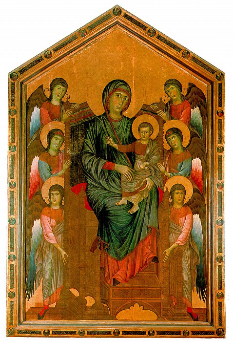 PEPO CHENNY DI, NAMED CHIMABUE - The Virgin and Child enthroned, surrounded by angels. Louvre (Paris)