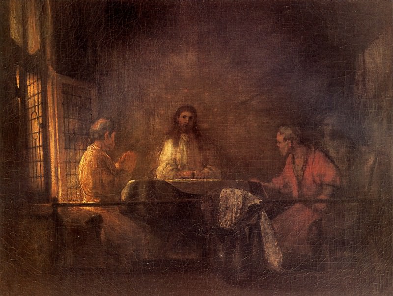 РЕМБРАНДТ - Христос в Эммаусе. Лувр (Париж)