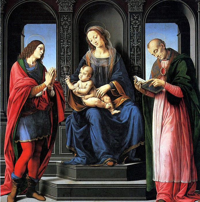 КРЕДИ ЛОРЕНЦО ДИ - Мадонна с младенцем и святыми Юлианом и Николаем Мирликийским. Лувр (Париж)