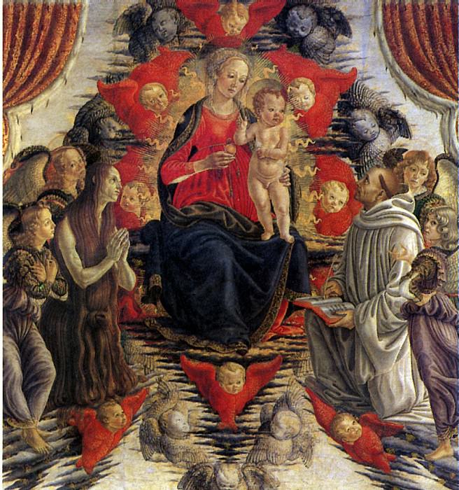 BOTTICINI FRANCESCO - Madonna and Child in Glory with St. Mary Magdalene, St. Bernard and the angels. Louvre (Paris)