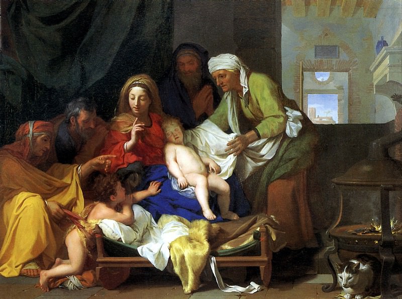 ЛЕБРЕН ШАРЛЬ - Св. семейство со спящим младенцем Иисусом. Лувр (Париж)