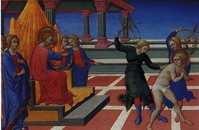 PIETRO SANO DI - The dream of St. Jerome about his punishment by Christ. Louvre (Paris)