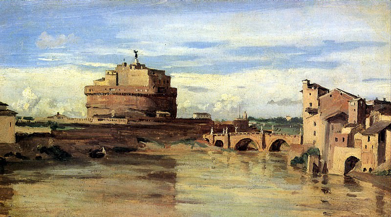 Jean Baptiste Camille Corot - Castle of St. Angela and Tiber in Rome. Louvre (Paris)