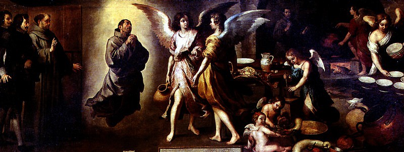 МУРИЛЬО БАРТОЛОМЕ ЭСТЕБАН - Кухня ангелов, 1646.. Louvre (Paris)