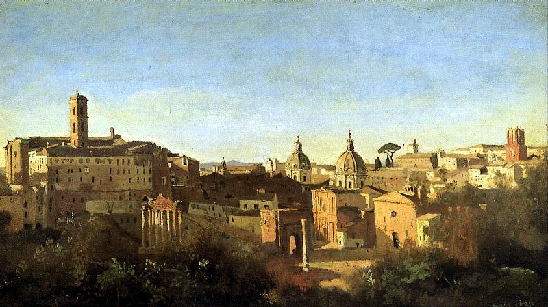 COROT JEAN BATISTE CAMILLE - View of the Forum from the gardens of Farnese. Louvre (Paris)