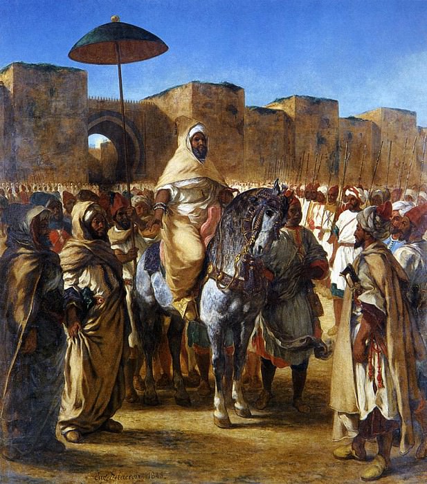 DELACROIX Eugene The Sultan of Morocco and his Entourage. Ferdinand Victor Eugène Delacroix