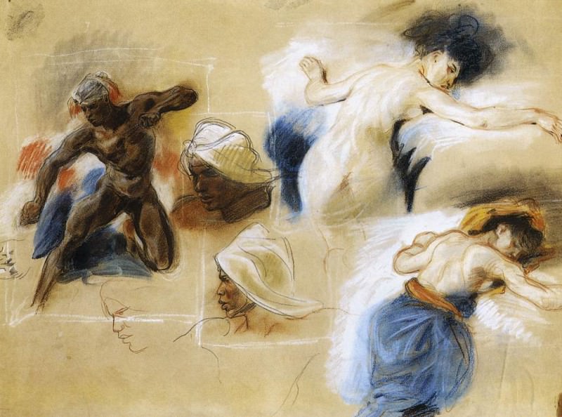 DELACROIX Eugene Sketch for The Death of Sardanapalus. Ferdinand Victor Eugène Delacroix