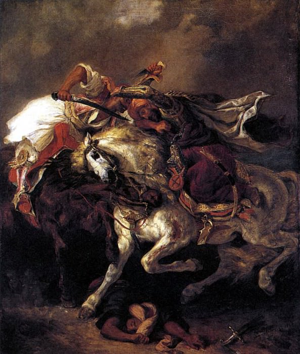 DELACROIX Eugene Combat of the Giaour and the Pasha. Ferdinand Victor Eugène Delacroix