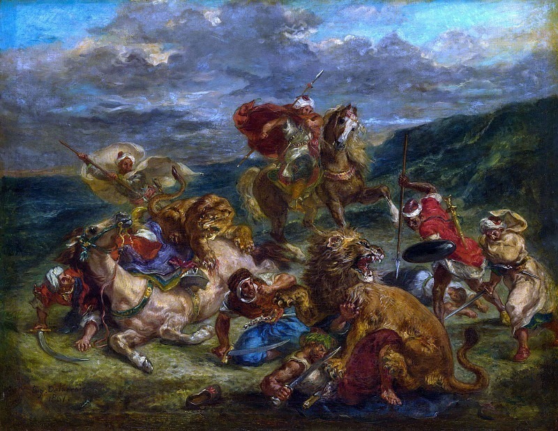 Lion Hunt. Ferdinand Victor Eugène Delacroix